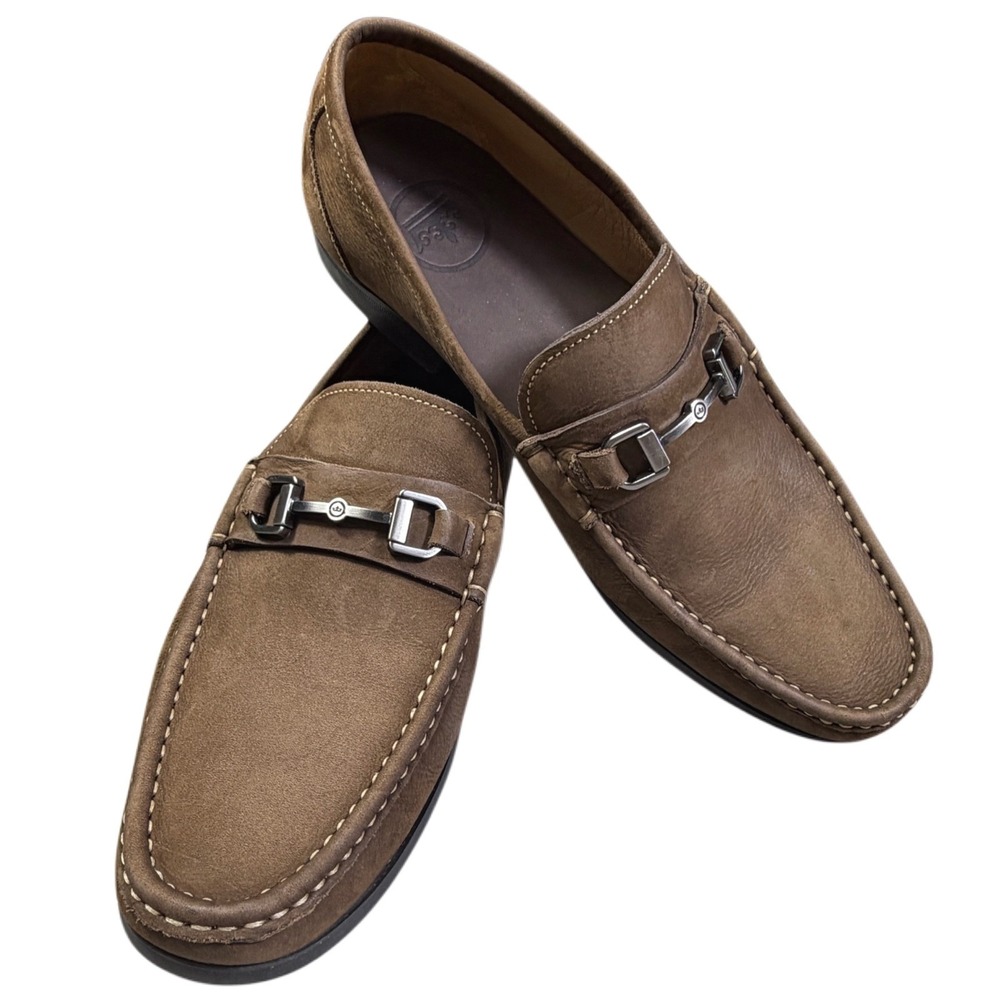 9M Peter Millar Hyperlight Nubuck Bit Loafers Brown Horsebit Moc Toe